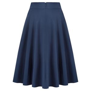 BPE02091 BP Womens Belt Decorated <strong>Skirt</strong> With Pockets Flared A-Line Buttons Decorated Black and <strong>Navy</strong> Blue Pleated <strong>Skirts</strong> - Product Image 5
