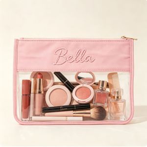 Pochette zippée en PVC transparent écologique 29,5x21cm, capacité moyenne, pour rangement de maquillage, couture, broderie, OEM/ODM - Product Image 1