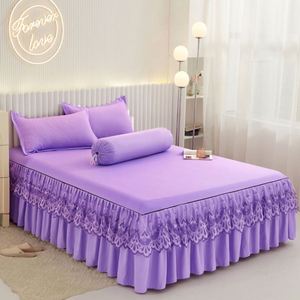 Juego de faldones de cama de doble capa, colcha estampada, sábana con faldón bilateral - Product Image 2