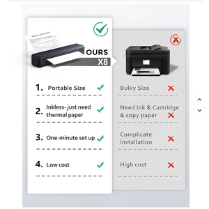 Marklife X8 Nhỏ Máy In Xách Tay <span class=keywords><strong>Mini</strong></span> A4 Máy In Với Giấy Nhiệt Màu Xanh-Răng Máy In Không Dây Cho Điện Thoại/Pad/PC - Product Image 5