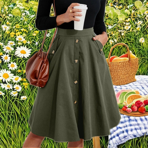 Elegant Wrap Skirt for Women High Waist French Pocket Mid-Length Cotton - Product Image 3