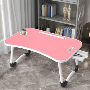 Escritorio Plegable de Madera <span class=keywords><strong>para</strong></span> Computadora, con Patas Metálicas, Mesa Plegable <span class=keywords><strong>para</strong></span> Laptop <span class=keywords><strong>para</strong></span> Cama con Portavasos, Gran Venta - Product Image 4