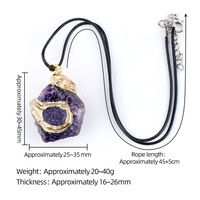 Grand collier pendentif en cristal brut, pierre naturelle irrégulière martelée dorée, style vintage, vente en gros