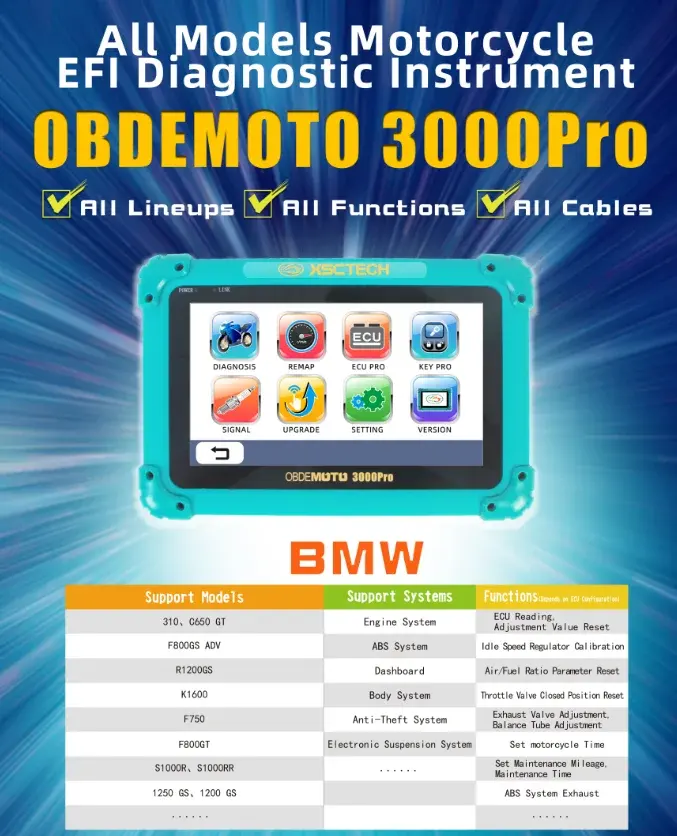 MST-3000PRO Moto IMMO ECU programlama ECU tunig & remap motosiklet tarayıcı motosiklet teşhis aracı motosiklet tarayıcı