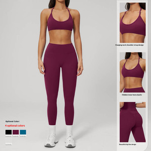 Ensemble de yoga à séchage rapide pour femmes SHINBENE, soutien-gorge de sport respirant, leggings de compression pour la salle de sport, la <span class=keywords><strong>course</strong></span> à <span class=keywords><strong>pied</strong></span> et les activités de fitness en plein air - Product Image 3