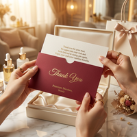 Tarjeta de Agradecimiento con Inserto de Doble Capa en Dorado Borgoña, Regalo Personalizado Premium para Miembros de Salones de Belleza, Marcas de Maquillaje y VIP