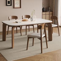 Ensemble de table et chaises rectangulaires en marbre et bois massif, style nordique moderne, pour salle à manger, 4 à 6 places, meubles de cuisine d'intérieur, designs variés