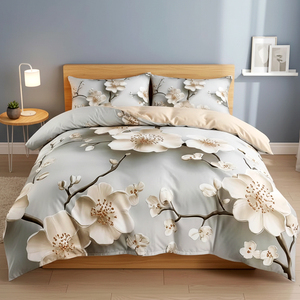 Ensemble de housse de couette moderne à motif floral, 3 pièces, 100% polyester tissé 100TC, résistant à la décoloration, taille simple 135x200cm, stock UE, Pologne - Product Image 3