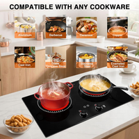 Table de cuisson électrique 4000W, plaque à induction 2 brûleurs, 9 réglages de puissance, mode maintien au chaud, commande tactile intégrée, contrôlée par application, pour la maison