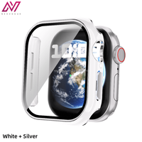 Casing Kaca Tempered Berukir Laser 6D untuk Jam Tangan 38-49Mm Pelindung Layar PC Keras Tampilan HD Modis Mewah Sangat Tipis