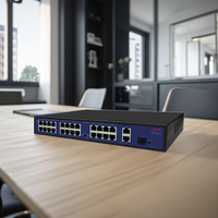 24 FE port PoE 2 Gigabit Uplink 1 Gigabit SFP indikator Panel optik saklar jaringan Monitor Status 24 FE PoE saklar jaringan
