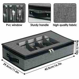 Multipurpose Flatware Organizer Silverware Storage <b>Box</b> for Packing Serving Utensils with 5 Dividers and Thick Surface - Product Image 3