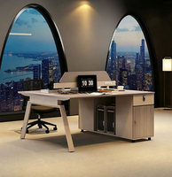 Ensemble de bureau de travail multi-personnes STG moderne à 6 places, avec cloison réglable et armoire, pour six employés