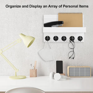 <span class=keywords><strong>Porte</strong></span>-clés mural en bois Tung 5 crochets support de rangement de lettres pour tenir des sacs manteaux clés lettres décoration murale pour salon - Product Image 6