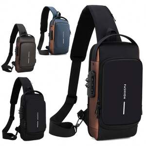Bolso Bandolera Cruzado de Moda para Hombre 2022, Bolso de Pecho Impermeable con USB, Tamaño XL, Cierre de Cremallera - Product Image 1