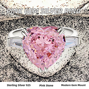 Anillo de Plata de Ley S925 Chapado en Oro con Circonita Rosa, para Compromiso, Boda, Aniversario o Regalo - Product Image 2