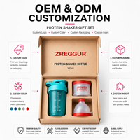Ensemble cadeau de bouteille shaker à protéines en PP de 300 ml personnalisée avec des contenants de stockage de poudre et une boule mélangeuse, vente en gros de shakers pour compléments alimentaires