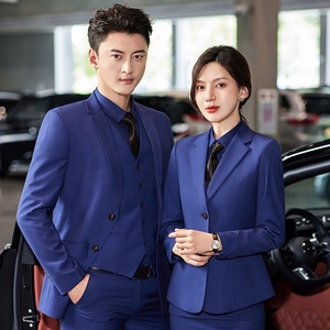 Conjunto de 4 piezas para hombre y mujer, incluye <span class=keywords><strong>ropa</strong></span> larga de oficina, tienda de <span class=keywords><strong>ropa</strong></span> de trabajo <span class=keywords><strong>formal</strong></span> de negocios ejecutivo con botones y cuello blanco - Product Image 3