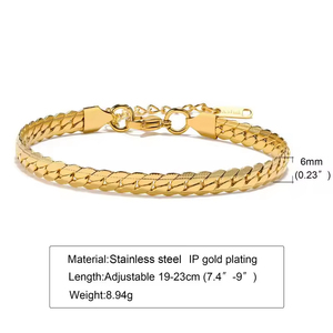 Pulsera de Cadena Cubana de 6mm para Hombre, con Grabado Geométrico, Baño de Oro y Estilo Moderno con Circonitas - Product Image 6
