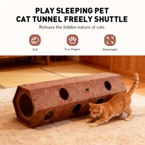 Cueva para Gatos Moderna y Sostenible, Absorbente de Sonido, de Fieltro, Plegable, Cerrada, con Diseño Impreso y Túnel de Juego Interior Acogedor - Product Image 4