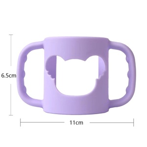 Funda universal superventas transfronteriza para biberón de vidrio, protectora anticaída con asa y diseño sólido - Product Image 3