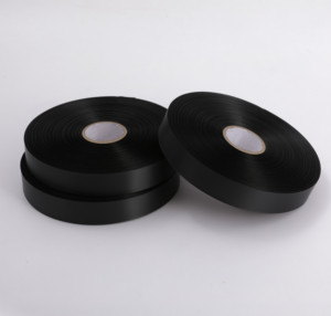 Bình Thường Một Mặt <span class=keywords><strong>Polyester</strong></span> Satin Ribbon Đen Cho In Nhãn Slit Roll - Product Image 3