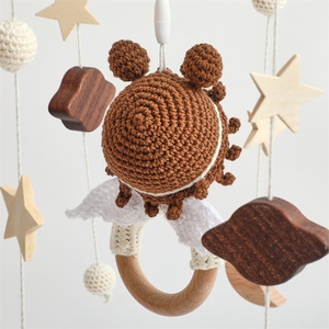 Angelo bambino Mobile in <span class=keywords><strong>legno</strong></span> Crochet vivaio decorazione con giocattolo musicale morbido feltro giocattoli per ragazze lettiera - Product Image 4