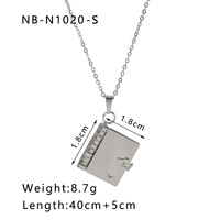 Collier Pendentif Chaîne Maillons Cœur Enveloppe Livre Magique en Acier Inoxydable Plaqué Or 18K Tendance Personnalisé - Cadeau
