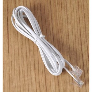 Cordon téléphonique plat blanc 4 conducteurs pour intérieur 1 mètre avec - Product Image 1