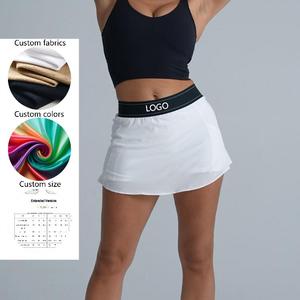 Gonna sportiva asimmetrica da donna con tasche, casual, rinfrescante, traspirante, leggera, a vita naturale, anti-trasparenza, tinta unita - Product Image 1