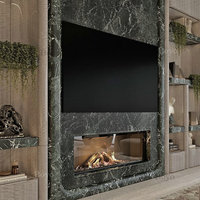 Ensemble de meubles de salon de luxe avec console TV en marbre cannelé Calacatta Viola, cheminée, meuble TV et table basse