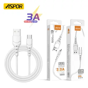 ASPOR kabel pengisi daya ponsel, kabel pengisian daya Usb mikro Tipe C PD 1M 2M 3A A A kustom untuk ponsel A100