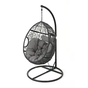 Уличный комнатный Плетеный гамак из ротанга, подвесное кресло-качели для яиц, качели для крыльца с подставкой