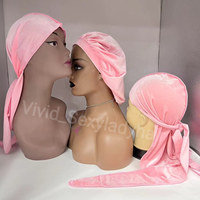Faible MOQ, Durag en velours soyeux, fournisseur en gros, bonnet et durags de créateur, logo personnalisé sur les durags