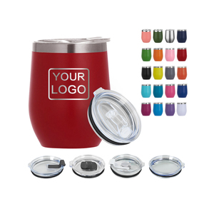 Custom 12oz Red Wine Mugs Laser Engrave Logo Egg Shape Mugs Wine Tumbler for Party 350ml Personality Coffee Mug Cups with Lids