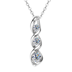 Collier en argent sterling couleur D avec 3 pierres de moissanite en forme d'infini pour femme - Vente en gros directe usine - Product Image 1