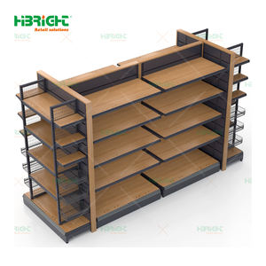 Étagères de supermarché de haute qualité Highbright en noir et imitation bois pour les épiceries - Product Image 2