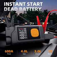 Démarreur de voiture portable 12V 900A avec compresseur d'air, batterie externe 6000mAh, chargeur USB et booster de batterie d'urgence
