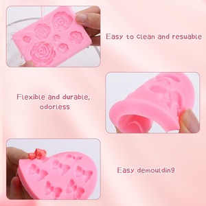 Silicone Flower Bow Molds 4Pcs Non-Stick <b>Chocolate</b> Candy Wax <b>Melt</b> Molds for Cake Decorating Easter Birthday Gift - Product Image 4