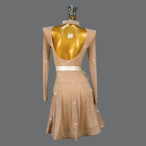 Robe de <span class=keywords><strong>danse</strong></span> latine pour femmes avec strass, manches longues, costume de <span class=keywords><strong>danse</strong></span>, robe de fête latine avec ceinture, <span class=keywords><strong>danse</strong></span> chacha <span class=keywords><strong>samba</strong></span> - Product Image 5