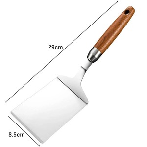 Spatule à pizza en acier inoxydable avec manche en bois – Outil durable pour retourner les steaks, servir les œufs, les grillades, les poissons, les galettes, les burgers et les pizzas - Product Image 6