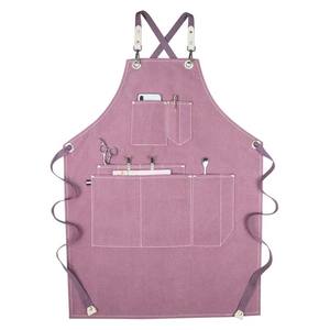 卸売キャンバスクロスバック防水エプロン男性女性シェフ料理キッチン制服バーベキューレストラン働くエプロン - Product Image 4