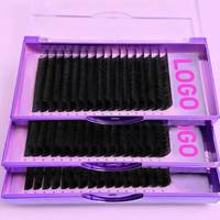 Plateau d'extensions de cils véganes à marque privée 0.03 0.05 0.07mm, plateaux de cils en cachemire faciles à poser pour volume, extensions de cils en cachemire