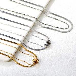 Geometric Double Layer Blade Chain <b>Necklace</b> Stainless Steel Hollow Double <b>Ring</b> Clavicle Chain For Women Leisure Gift - Product Image 1