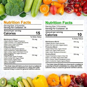 ผลิตภัณฑ์เสริมอาหารผลไม้และผักออร์แกนิกแบบขายส่ง OEM วิตามินกัมมี่ผลไม้และผัก 45 ชนิด สำหรับผู้ใหญ่และเด็ก - Product Image 3