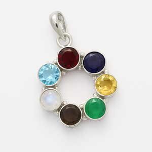 Pendentif en argent sterling plaqué rhodium multi-pierres en gros - Bijoux védiques minimalistes en pierres précieuses naturelles - Product Image 4