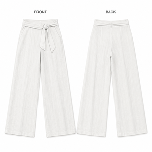 Pantaloni Casual da Donna Bianchi a Vita Media e Gamba Larga, in Misto <span class=keywords><strong>Lino</strong></span> e Viscosa, Traspiranti e Confortevoli, Modello Primaverile ODM - Product Image 5