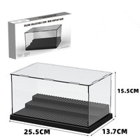 Boîte de présentation pour blocs de construction transfrontalière en plastique ABS transparent anti-poussière pour rangement de poupées et jouets de construction