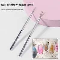 Acier inoxydable Argent 7 Pin Liner Pen Nail Painting Tool Manucure Art Dotting Pen Painting Brush Handle Special Gel Tool