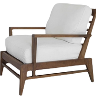 Moderner Massivholz-Sessel mit Lattenrücken, Leinenpolsterung, Wabi-Sabi-Design für Wohnzimmer, Villa, Hotel-Lounge
